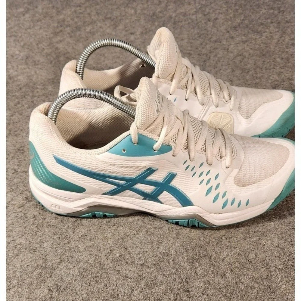 Asics GEL-Challenger Shoes Womens Size 9‎ White Teal Tennis Sneakers 1042A041
